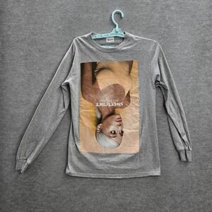 Ariana Grande Women Shirt S Gray Graphic Sweetener Print Long Sleeve
